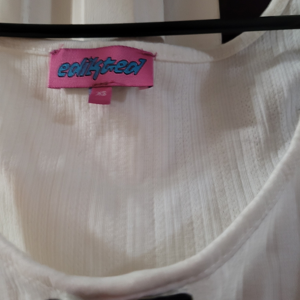 Edikted White Ribbed Top